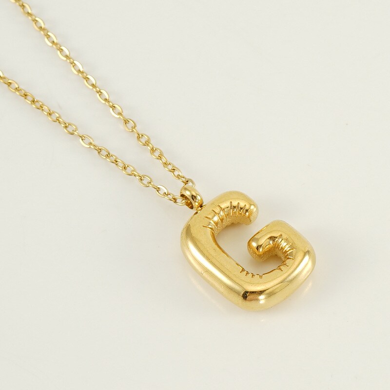 Gold color / 1 Piece Simple Series Simple Letter G Stainless Steel 18K Gold Plated Women's Pendant Necklaces Picture7